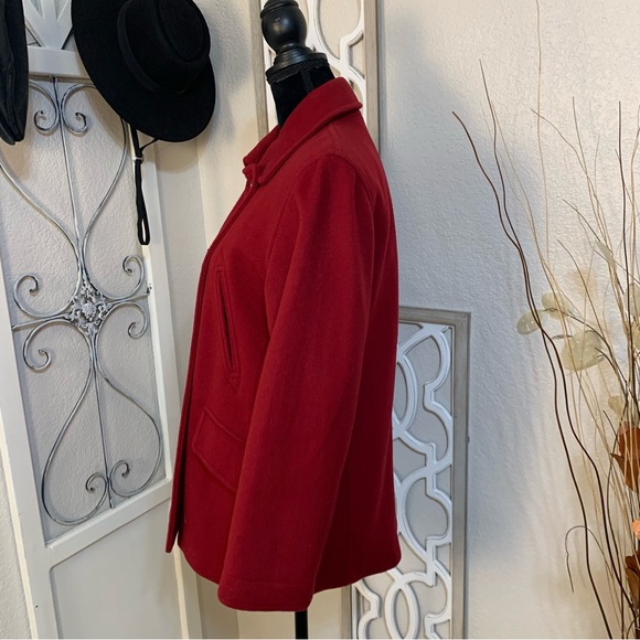 J Crew wool and cashmere jewel red coat jacket, double breasted 8 button front - Picture 3 of 13